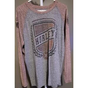 Buckle Hurley Men 2 Tone Long Sleeve Graphic Tee Premium Fit Sz L Sleeve Print